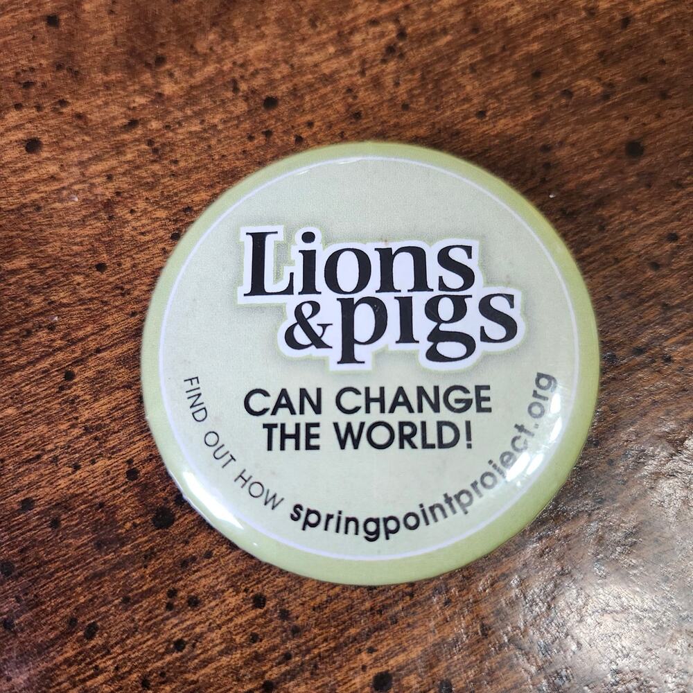 Spring Point Project Lions Pigs Diabetes Cure Pinback Button Badge 2009 Promo
